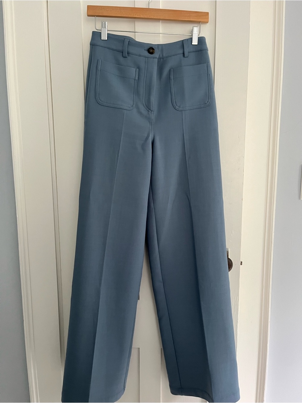 Wide-Leg Blue Women's Trousers